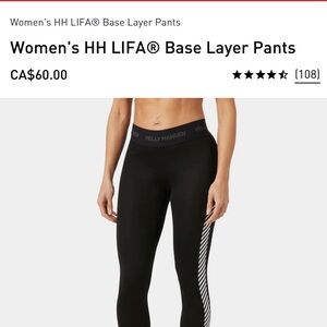 Helly Hansen Black and White Base Layer Leggings